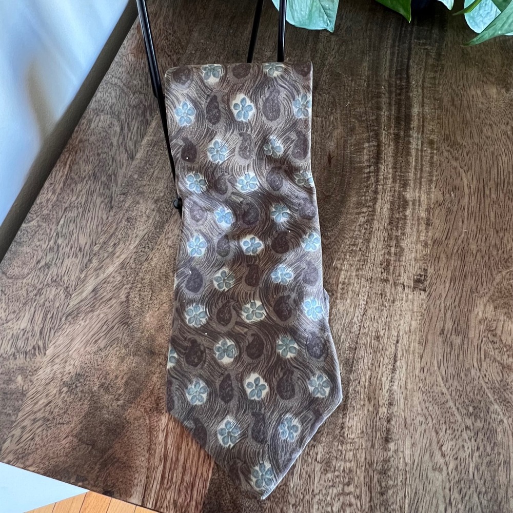 Peter‎ Thomas SUPERBA 100% Italian Silk Brown Floral Men's Necktie